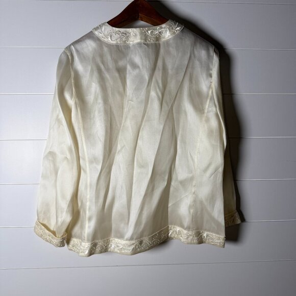 Ann Taylor Silk Ivory w/ Embellishments Shantung Jacket Sz 12/Tank Sz 10 Set - Picture 7 of 14